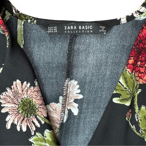 Zara Dark Floral Cross Front Long Sleeve Jumpsuit | Size Extra Small - Picture 9 of 16